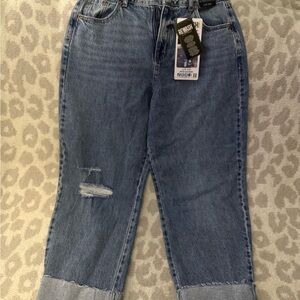 Re Wash Blue High-Rise Women’s Jeans with Cuffed Hem size 7